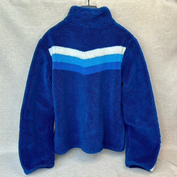 Faherty Apres Dream Fleece Sherpa Jacket – Chevron Blue Multi Stripe - Picture 2 of 10